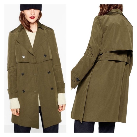 Sold - Zara DOUBLE-BREASTED BUTTONED TRENCH COAT - Picture 3 of 8